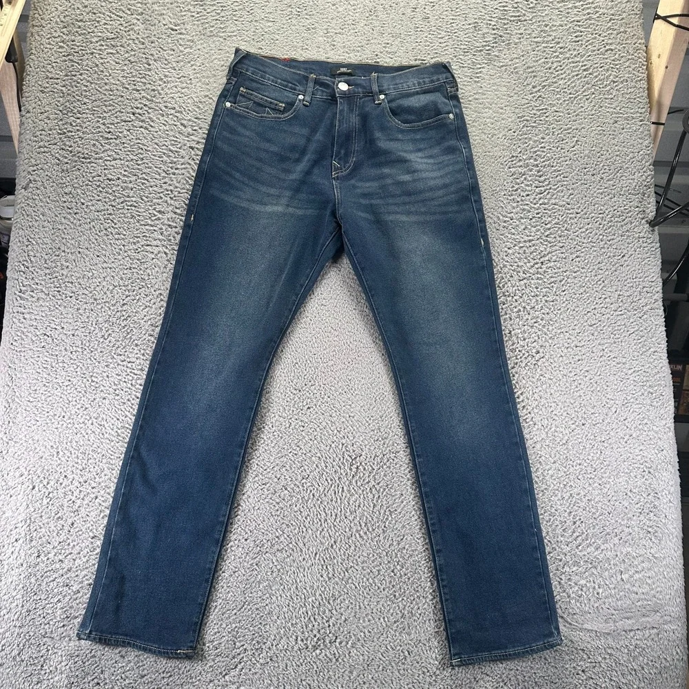 True Religion Ricky Jeans Men's 34x34 Blue Cotton Denim Straight Relaxed Faded